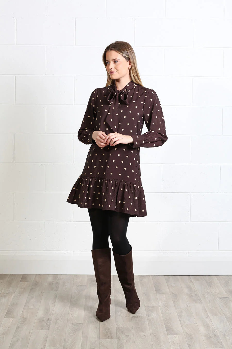 Annabelle Dress Brown Dot
