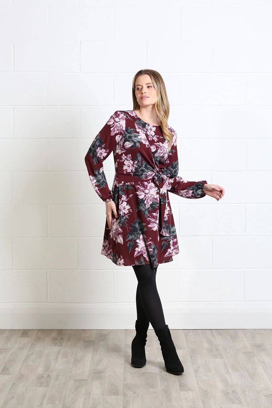 Grace Dress Burgundy Floral
