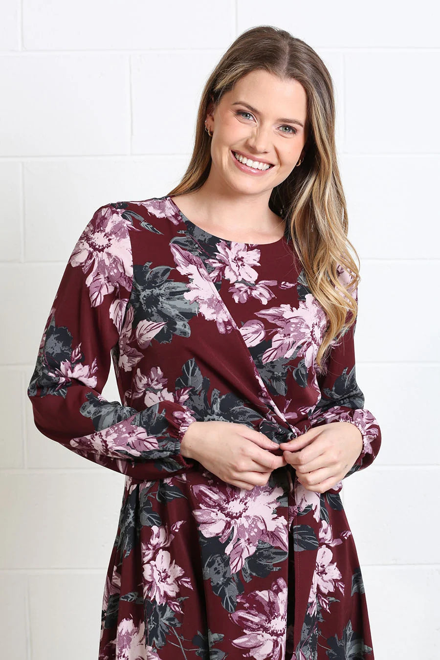 Grace Dress Burgundy Floral
