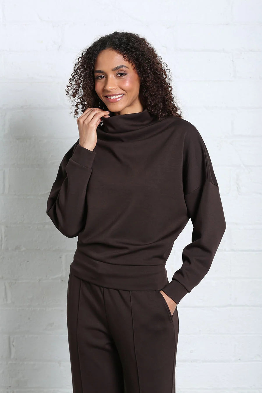 Sable Cowl Neck Chocolate Brown