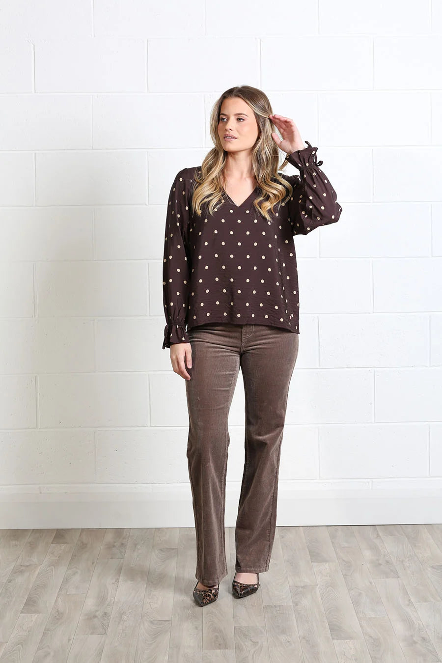 Sophia Top Chocolate Dot