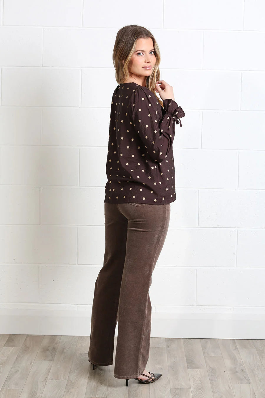 Sophia Top Chocolate Dot