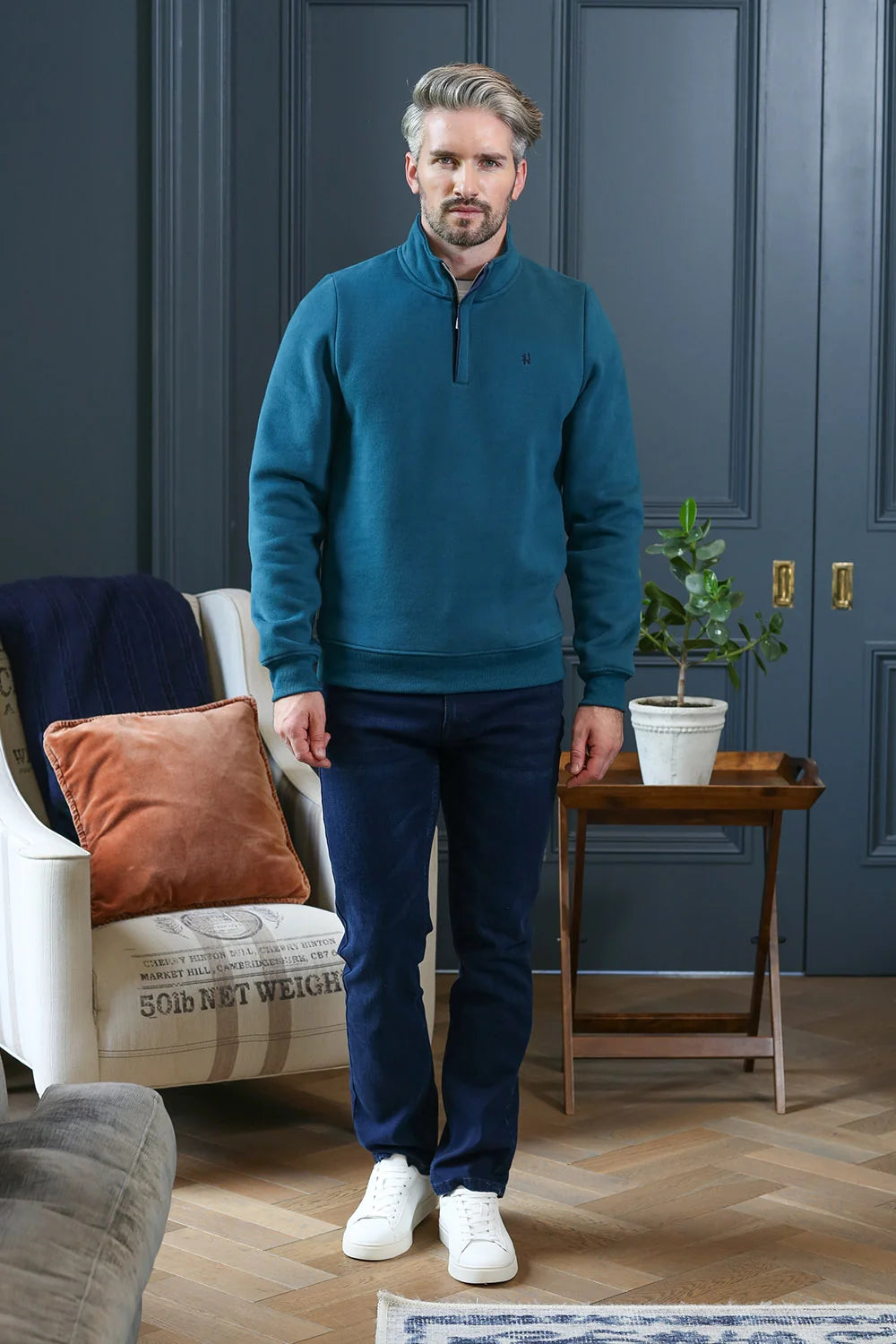 Wesley Half Zip Teal